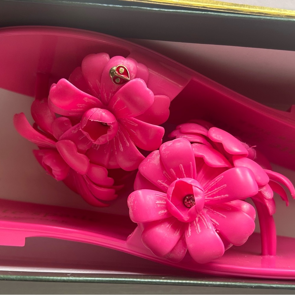 Kate Spade Fuchsia Floral Slides - Picture 3 of 5